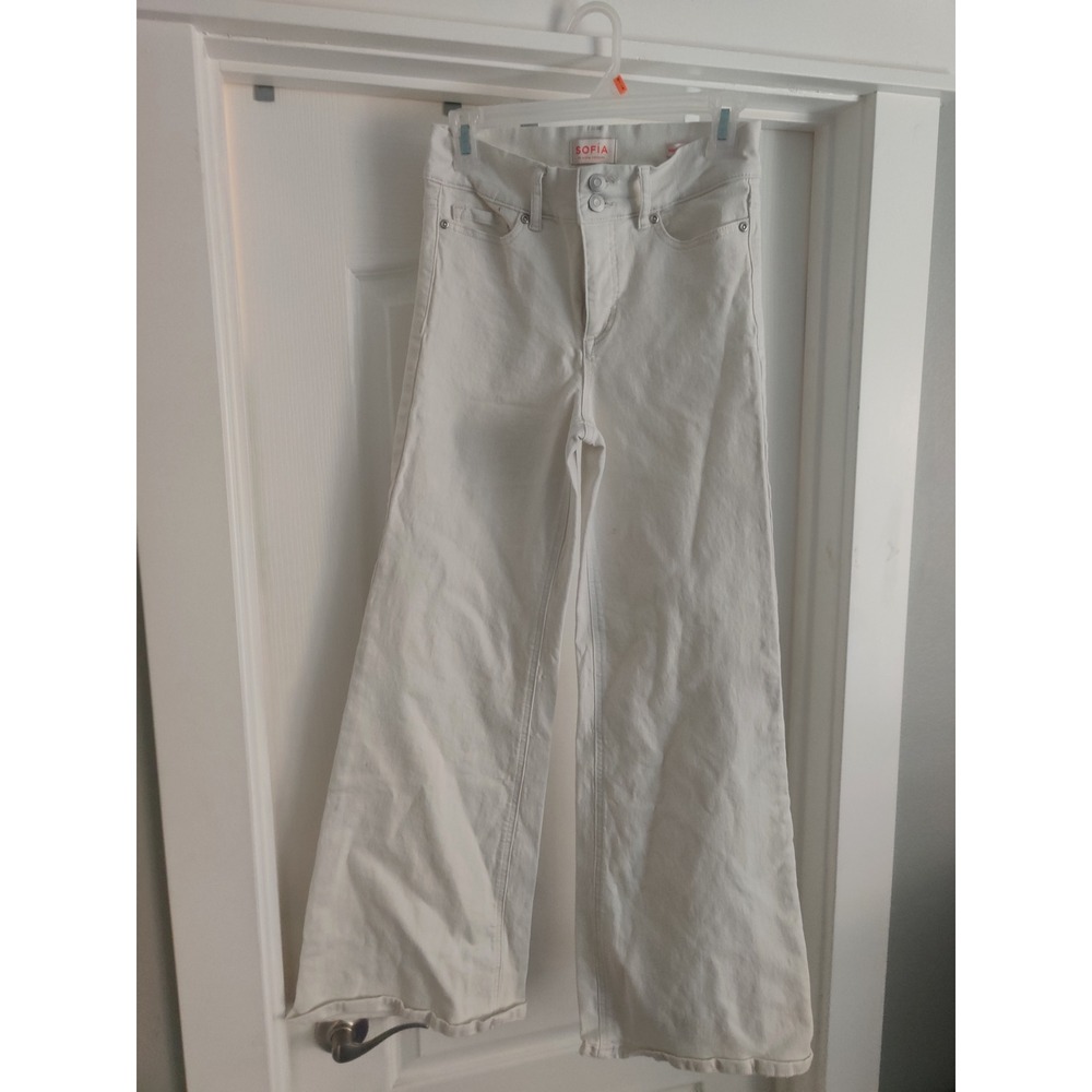 Y2K Inspo Bell Bottom Margot Jeans by Sofia Vergara White Denim Pants Womens S 2